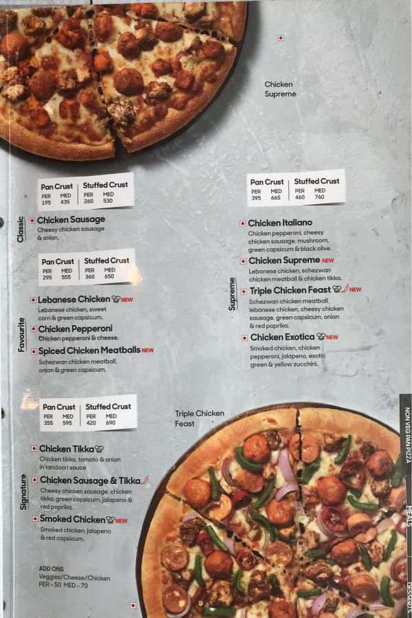 Pizza Hut Menu Pizza Hut India Menu Card Prices