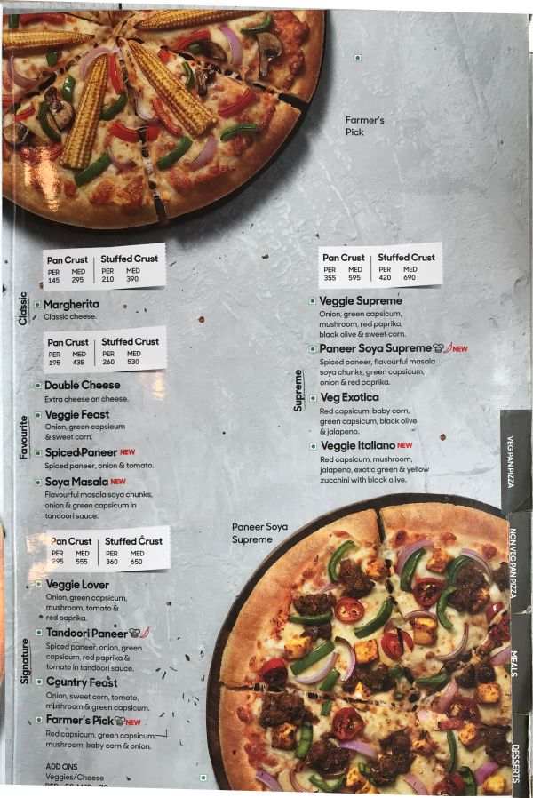 Pizza Hut Menu Pizza Hut India Menu Card Prices