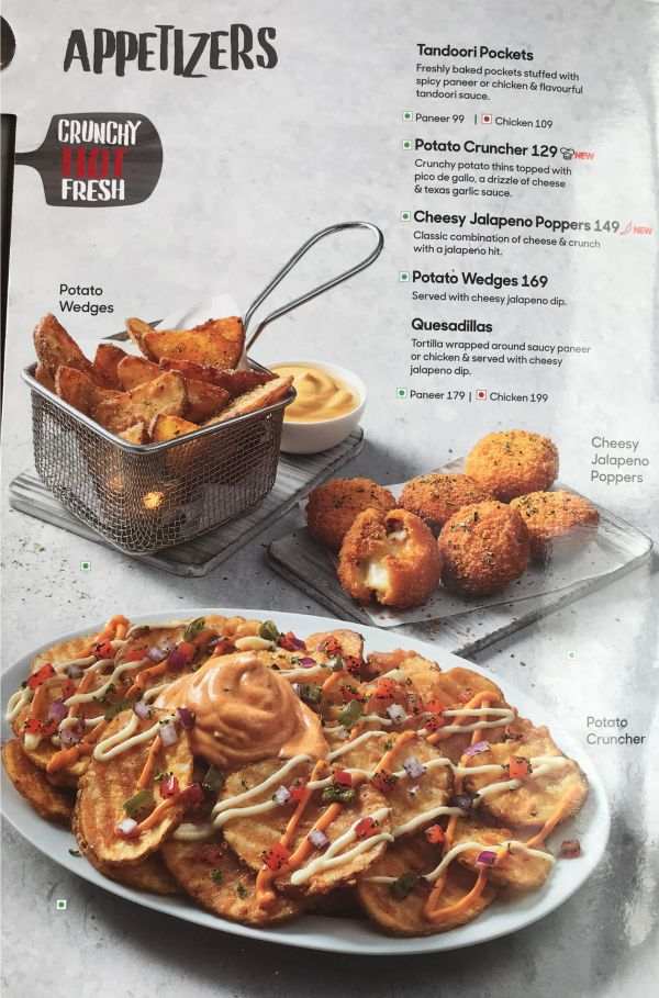 Pizza Hut Menu Pizza Hut India Menu Card Prices Appetizers